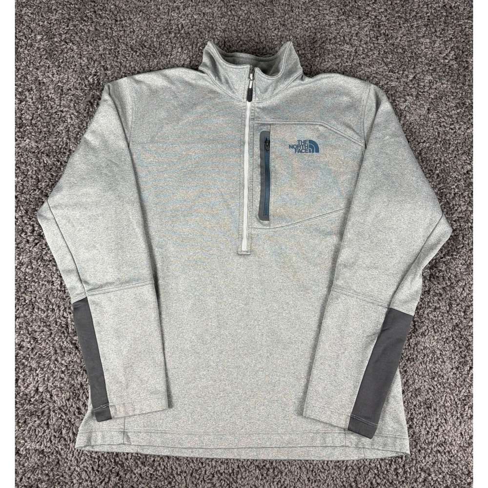 The North Face Mens Gray Quarter Zip Fleece Pullover Jacket Large